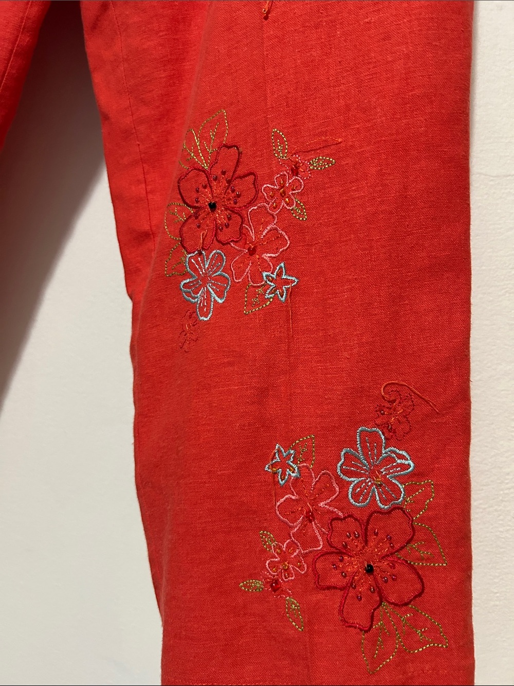 Red Embroidered Capris - Picture 10 of 15